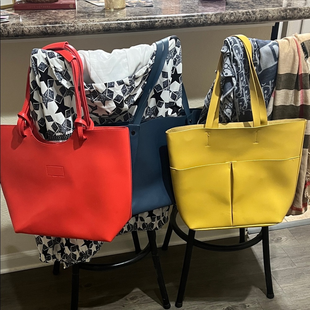 Neiman Marcus Red, Blue, and Yellow Tote Bags